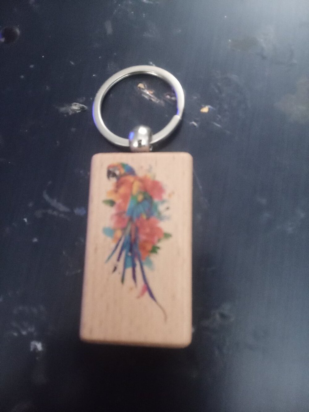 Handmade Wooden Parrot Keychain